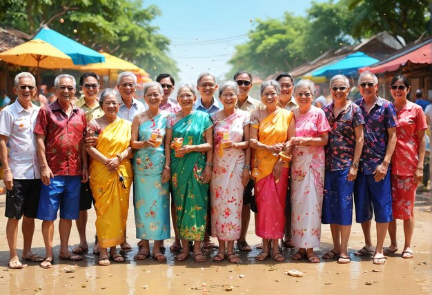 songkran grupa ludzi stojących na ulicy