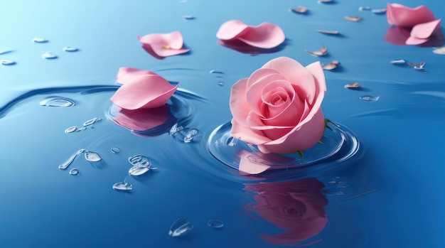 Songkran Tajlandzki Nowy Rok różowe płatki różowe róże na wodzie rozpryski wody.