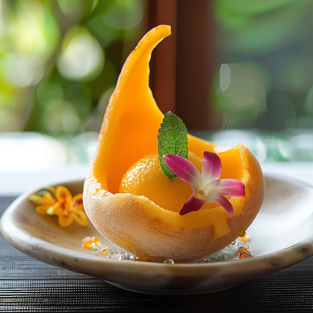 Sorbet z mango w owocach rzeźbionych