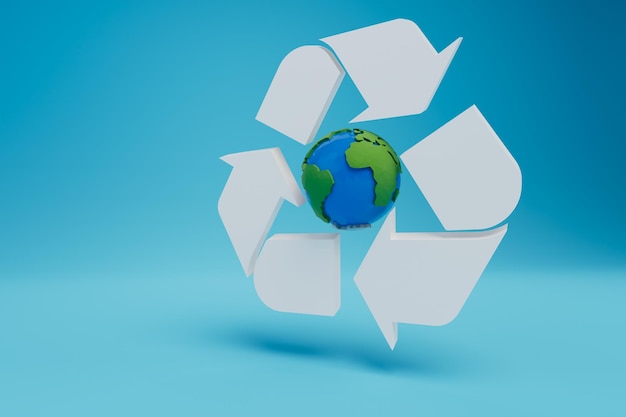 Sortowanie śmieci i recykling odpadów Ochrona środowiska na planecie Renderowanie 3D