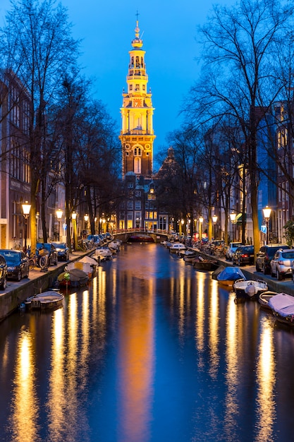 South Church Zuiderkerk Amsterdam o zmierzchu