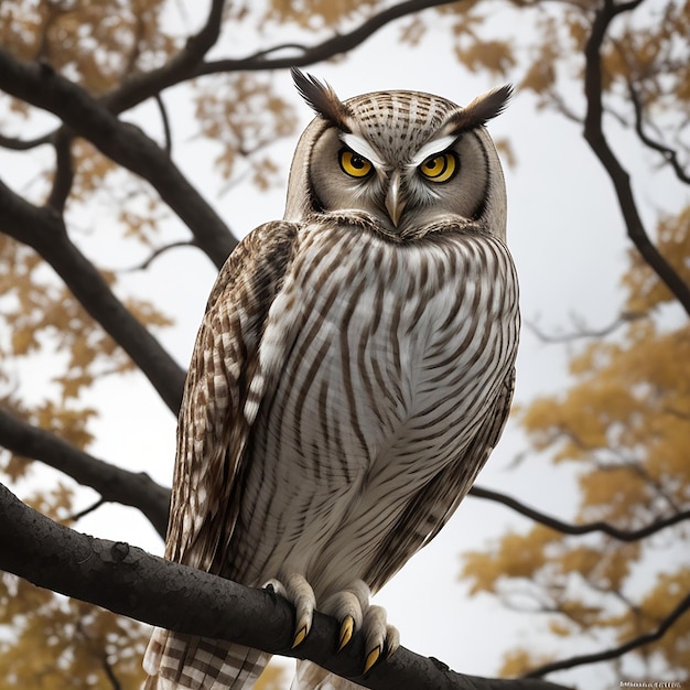 Sowa na drzewie HD 8K tapeta Zdjęcie fotograficzne