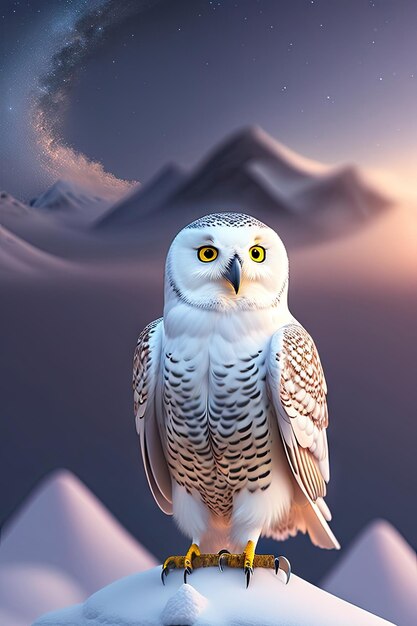 Sowa śnieżna Abstrakcyjna dzika przyroda w tle ilustracja 3D