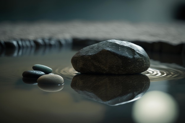 Spa martwa natura z wodą, wodą i kamieniem zen Illustrator AI Generative