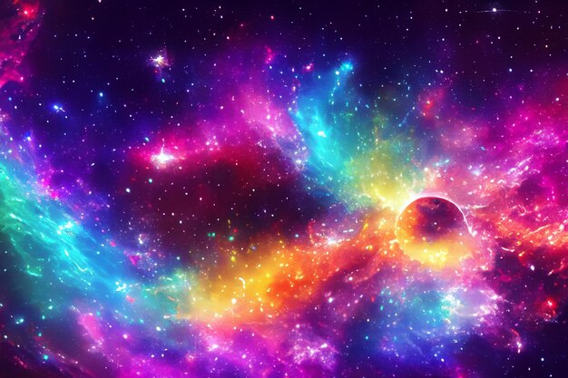 Zdjęcie space background with stardust and shining stars realistic colorful cosmos with nebula and milky way