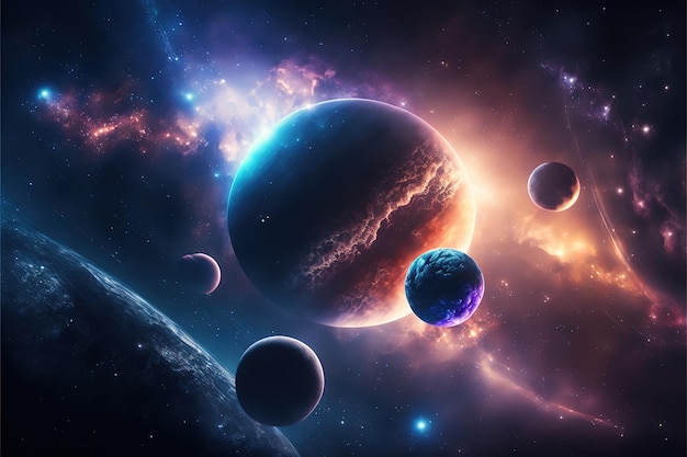 Space galaxy background Kolorowe kreskówki nowoczesnych ilustracji dobre dla twojego projektu AI