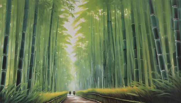 Spacer po spokojnym lesie bambusowym w Kioto