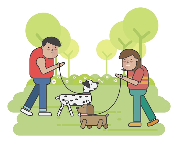 Spacer z psami png ilustracja przezroczysty tło