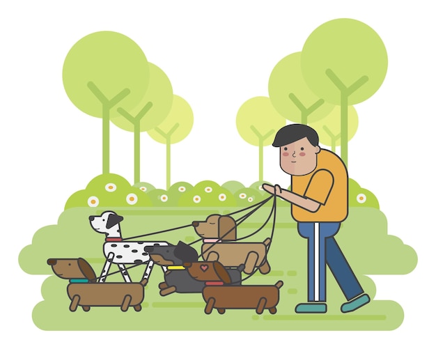 Spacer z psami png ilustracja przezroczysty tło