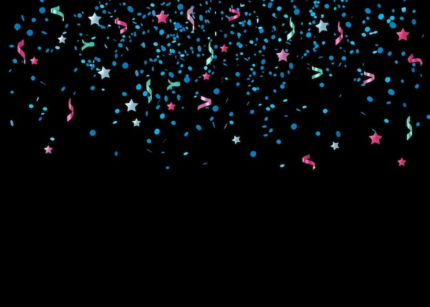 Spadające kolorowe konfetti na białym tle na czarnym tle Błyszczące cząstki Przyjęcie Wesołych Świąt Szczęśliwego Nowego Roku Urodziny Dekoracja Renderowanie 3D