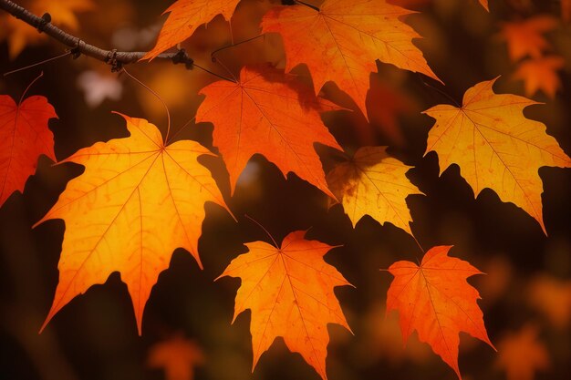 Spadające żółte i czerwone liście klonu atmosfera tapety fotografia tła