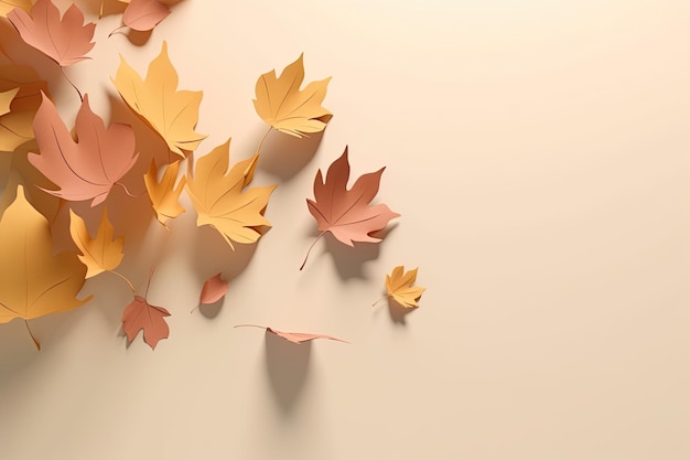 Spadek sezonowe tło z papierowymi jesiennymi liśćmi
