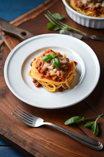 Spaghetti z sosem pomidorowym na wierzchu