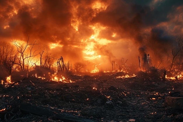 Spalająca apokaliptyczna scena ognia Generuj Ai