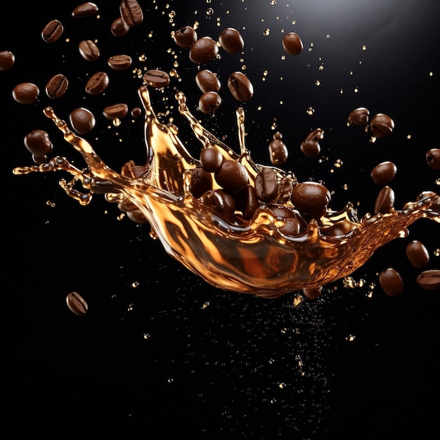 Spalone ziarna kawy padające kawy