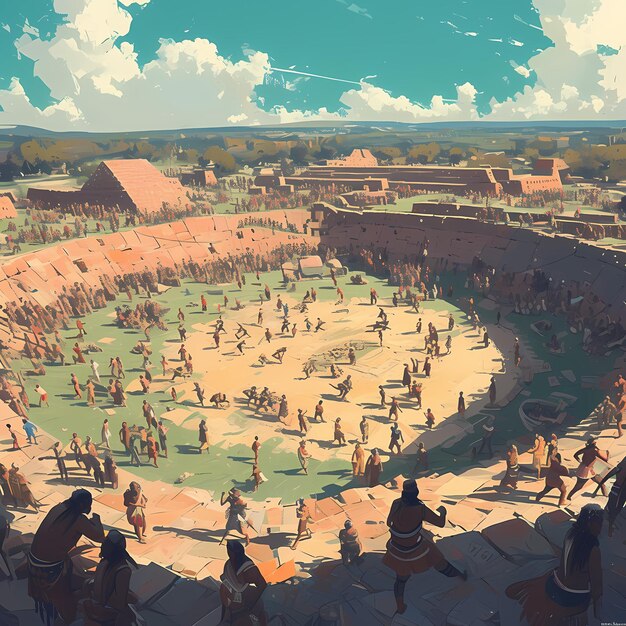 Zdjęcie spektakularna scena zgromadzenia starożytnej cywilizacji