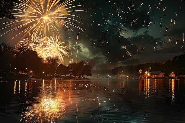 Spektakularne fajerwerki nad jeziorem 4 lipca