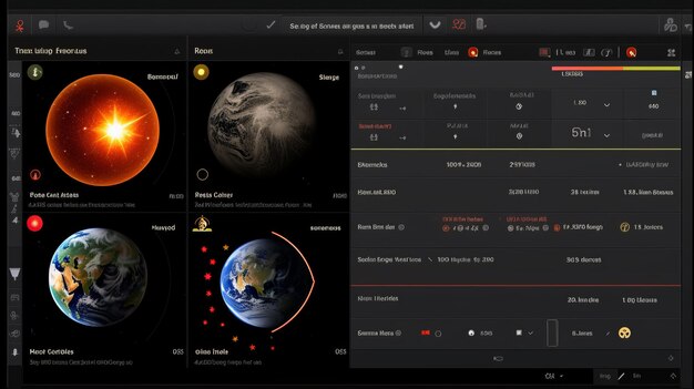 Zdjęcie spektakularny krajobraz kosmiczny z różnorodnymi planetami i gwiazdami