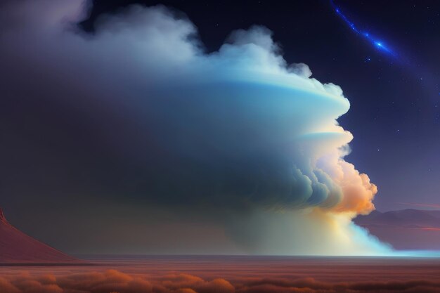 Spektrum samotności Smokey Clouds Tęcza i majestatyczny krajobraz