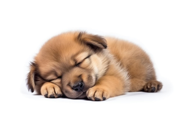 Zdjęcie Śpiący pies izolowany na białym tle