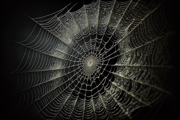 Spider Web cobweb na czarnym tle Generative AI