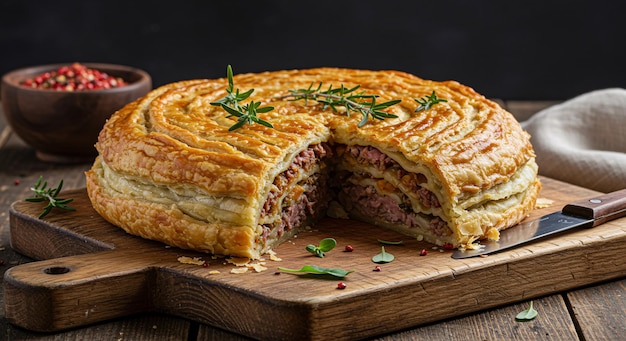 Spiral Meat Puff Pastry Pie