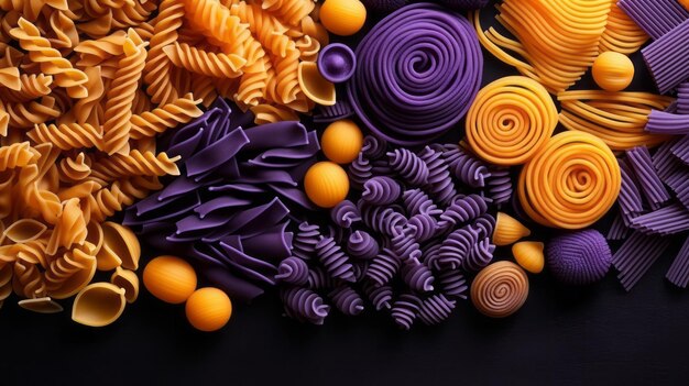 Zdjęcie spiral noodles extravaganza gotowanie z fioletowym