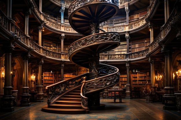 Spiralne schody w Bibliotece Historycznej