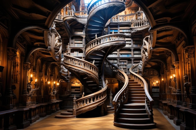 Spiralne schody w Bibliotece Historycznej