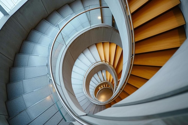 spiralne schody w budynku ze świetlikiem