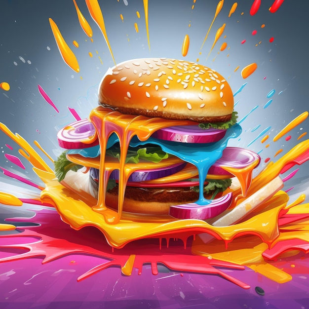 Splash Art generatywnej ai burgera