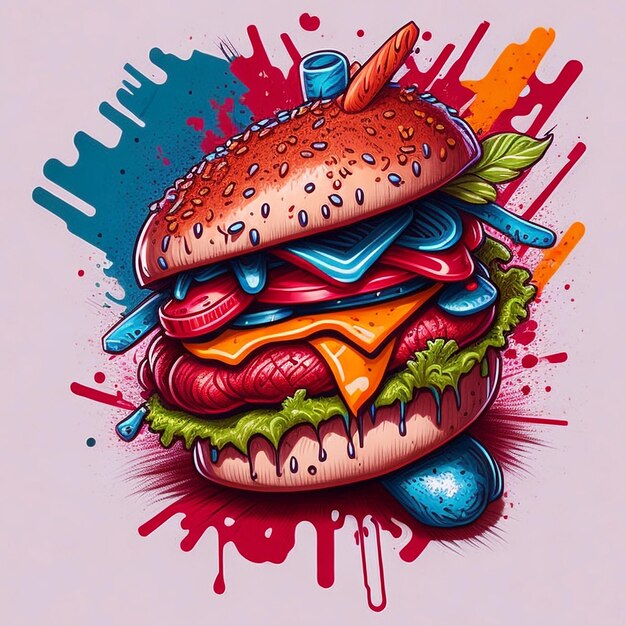 Splash Art of a Burger Generatywna sztuczna inteligencja