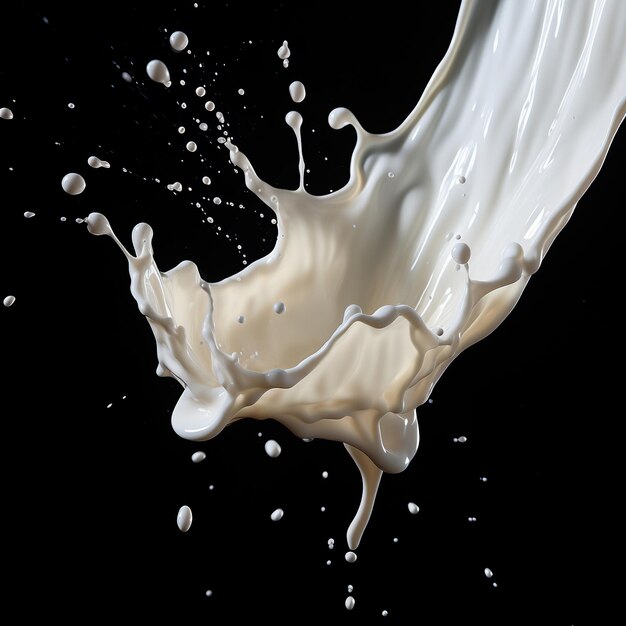 Splash of Milk na czarnym tle Generative Ai