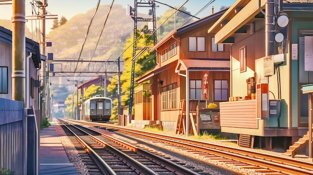 Spokój na dworcu kolejowym w Japonii. Doświadczenie komiksu Lofi Anime pośród przytulnej architektury