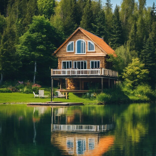 Spokój nad jeziorem, ucieczka, spokój w naszym odosobnionym letnim domku.