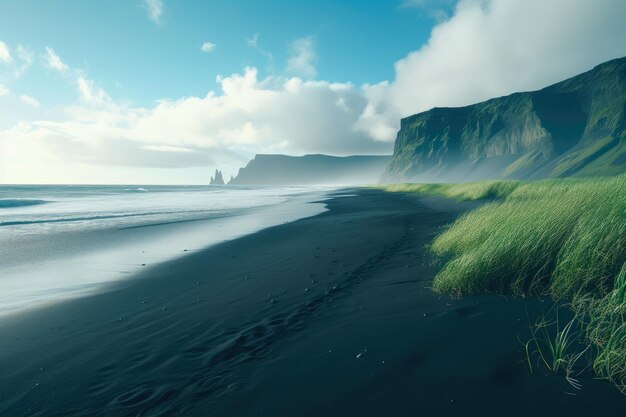 Zdjęcie spokój przybrzeżny letni dzień na islandii