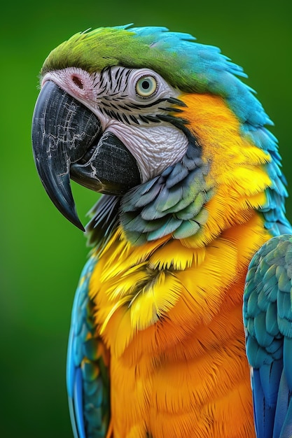 Spokojna papuga afrykańska, z skomplikowanymi wzorami piór i zakrzywionym dziobem