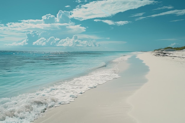 Spokojna plaża z wodą i piaskiem