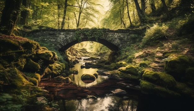 Spokojna scena refleksji w pustyni Asturias ujawniona starożytna historia wygenerowana przez sztuczną inteligencję