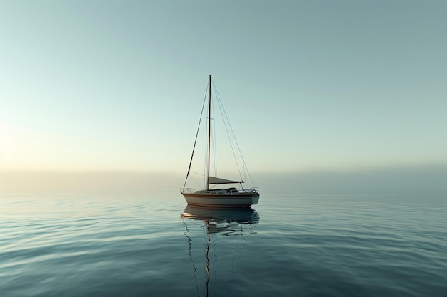 Spokojna żaglowa łódź na spokojnych wodach