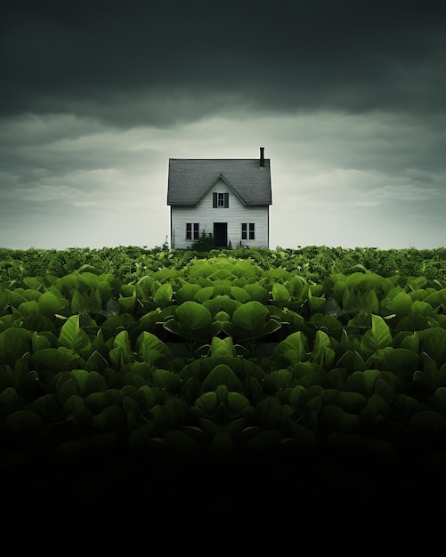 Zdjęcie spokojne odosobnienie uroczy dom położony w sercu zielonej farmy