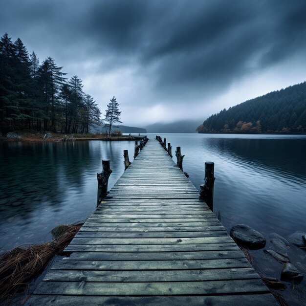 Spokojne refleksje Pochmurny spokój nad Mglistym Jeziorem