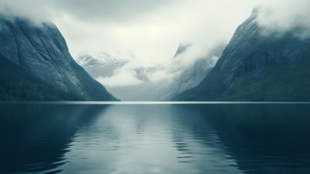 Zdjęcie spokojny fiord - fascynująca mieszanka norweskiej przyrody i nostalgicznych obrazów