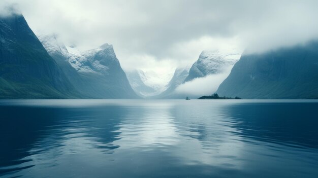 Spokojny fjord Piękna i uspokajająca scena norweskiej przyrody