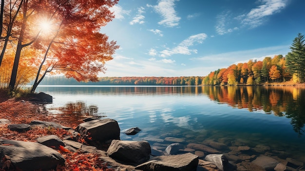spokojny_jezioro_surrounded_by_vibrant_autumn_foliage_no