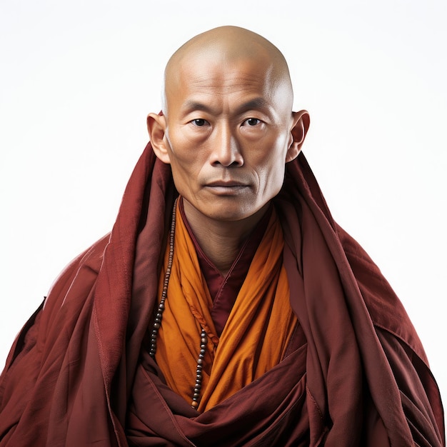 Spokojny tybetański mnich w szatach