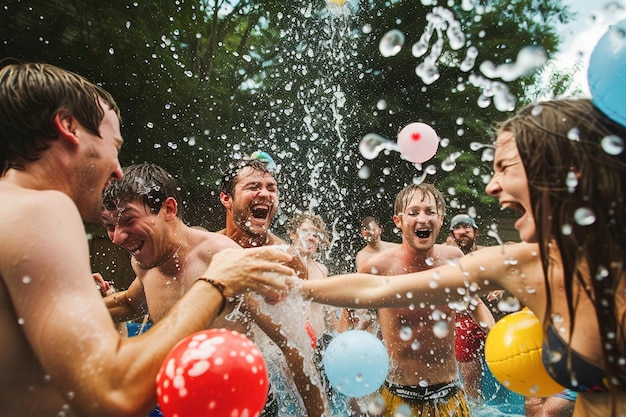 Spontaniczne walki balonami wodnymi w lecie na świeżym powietrzu to najczystsza forma śmiechu i rekreacji.