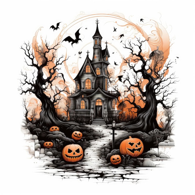 Spooktacular Halloween Design Bold Edge z czarnym konturem na białym tle