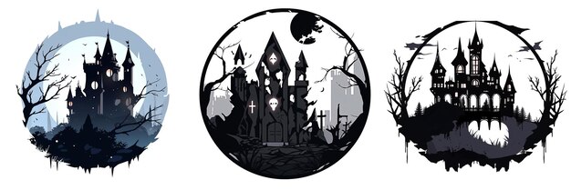 Zdjęcie spooky castle halloween logo 2d