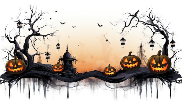 Spooky halloween border clipart Ai wygenerował ilustrację halloween w wysokiej rozdzielczości na białym tle